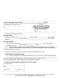 Document preview: Form PR-1911 Order and Notice for Hearing on Petition for Final Judgment - Wisconsin