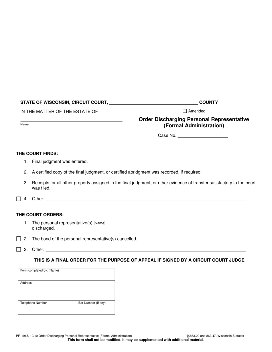 Pr 1815 Form.pdf Form PR-1915 - Fill Out, Sign Online and Download Printable PDF ...