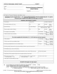 Form SC-506B Financial Disclosure Statement (Small Claims) - Wisconsin