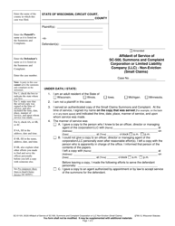 Form SC-5110V Affidavit of Service of Sc-500, Summons and Complaint Corporation or Limited Liability Company (LLC) - Non-eviction (Small Claims) - Wisconsin