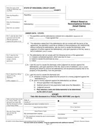 Form SC-5400VA Affidavit Based on Noncompliance Eviction (Small Claims) - Wisconsin