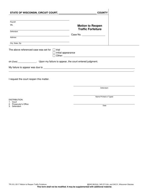 Form TR-310  Printable Pdf