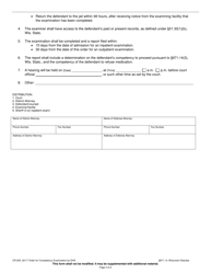 Form CR-205 Order for Competency Examination by Department of Health Services - Wisconsin, Page 2