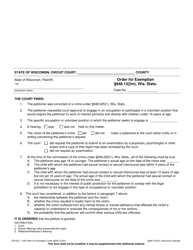 Document preview: Form CR-232 Order for Exemption Under 948.13(2m) - Wisconsin
