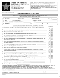 Form OSP-PPF Firearms Transfer Record - Oregon, Page 3