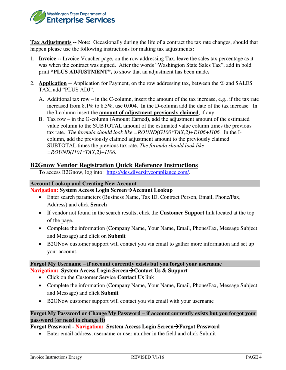 Instructions for Submittal of Esco Invoice for Payment - Washington, Page 4