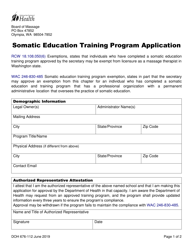 Document preview: DOH Form 676-112 Somatic Education Training Program Application - Washington