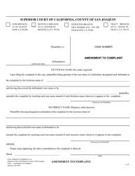 Form SJ-100 Amendment to Complaint - County of San Joaquin, California