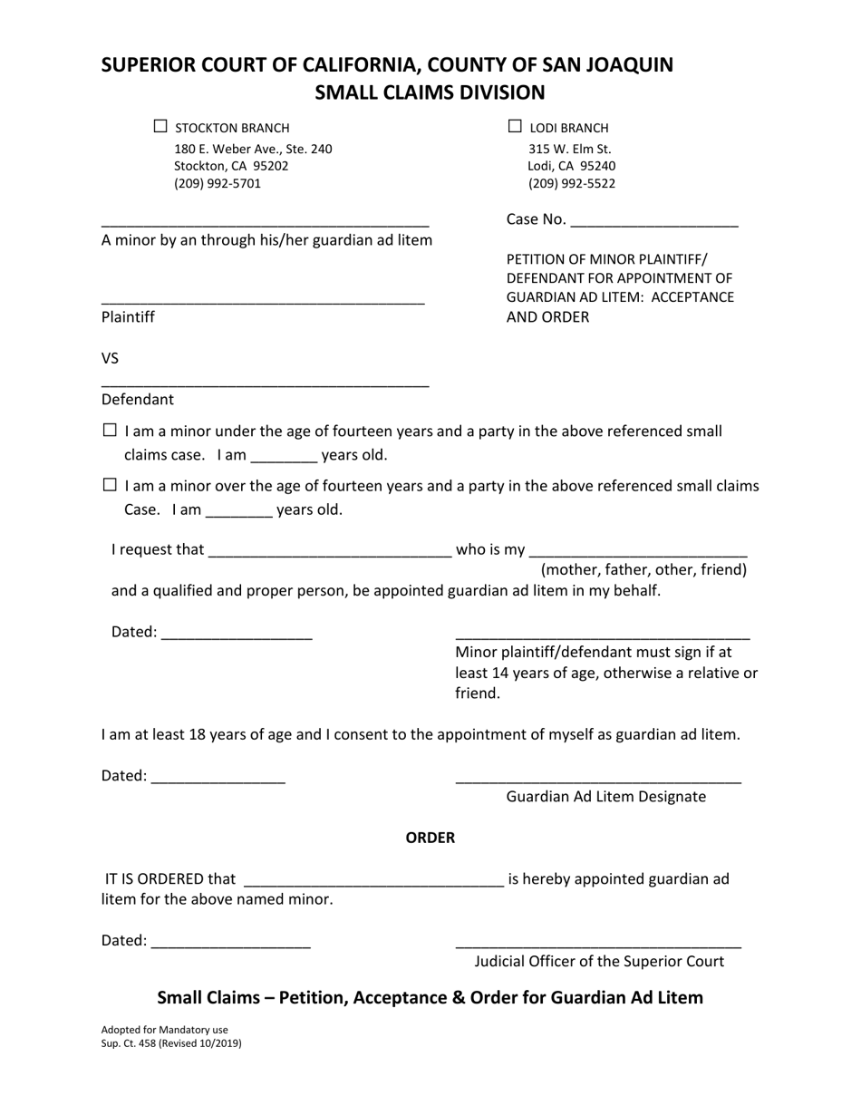 Form Sup Ct458 - Fill Out, Sign Online and Download Fillable PDF ...