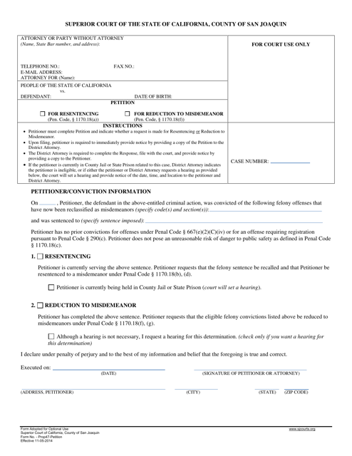 Form PROP47-PETITION  Printable Pdf
