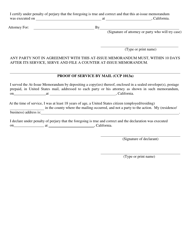 Form Sup Crt43 At-Issue Memorandum - County of San Joaquin, California, Page 2