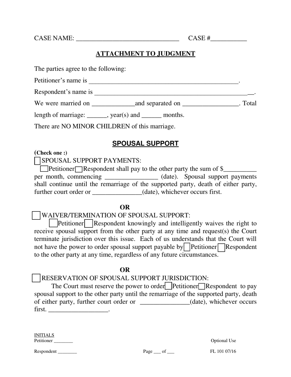 Form FL101 Marital Settlement Agreement (No Children) - County of San Joaquin, California, Page 1