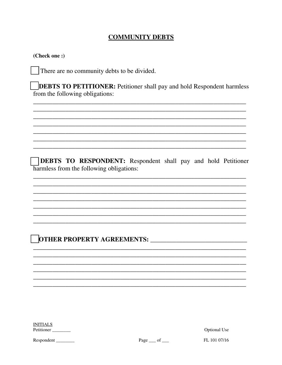 Form FL101 Marital Settlement Agreement (No Children) - County of San Joaquin, California, Page 3
