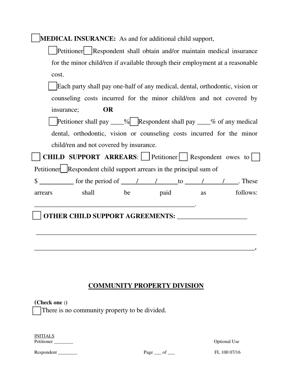 Form FL100 Attachment to Judgment - County of San Joaquin, California, Page 5