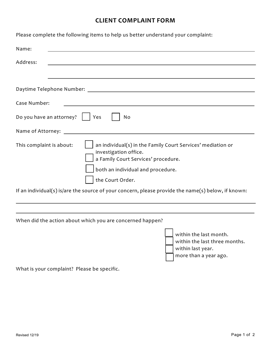 Client Complaint Form - County of San Joaquin, California, Page 1