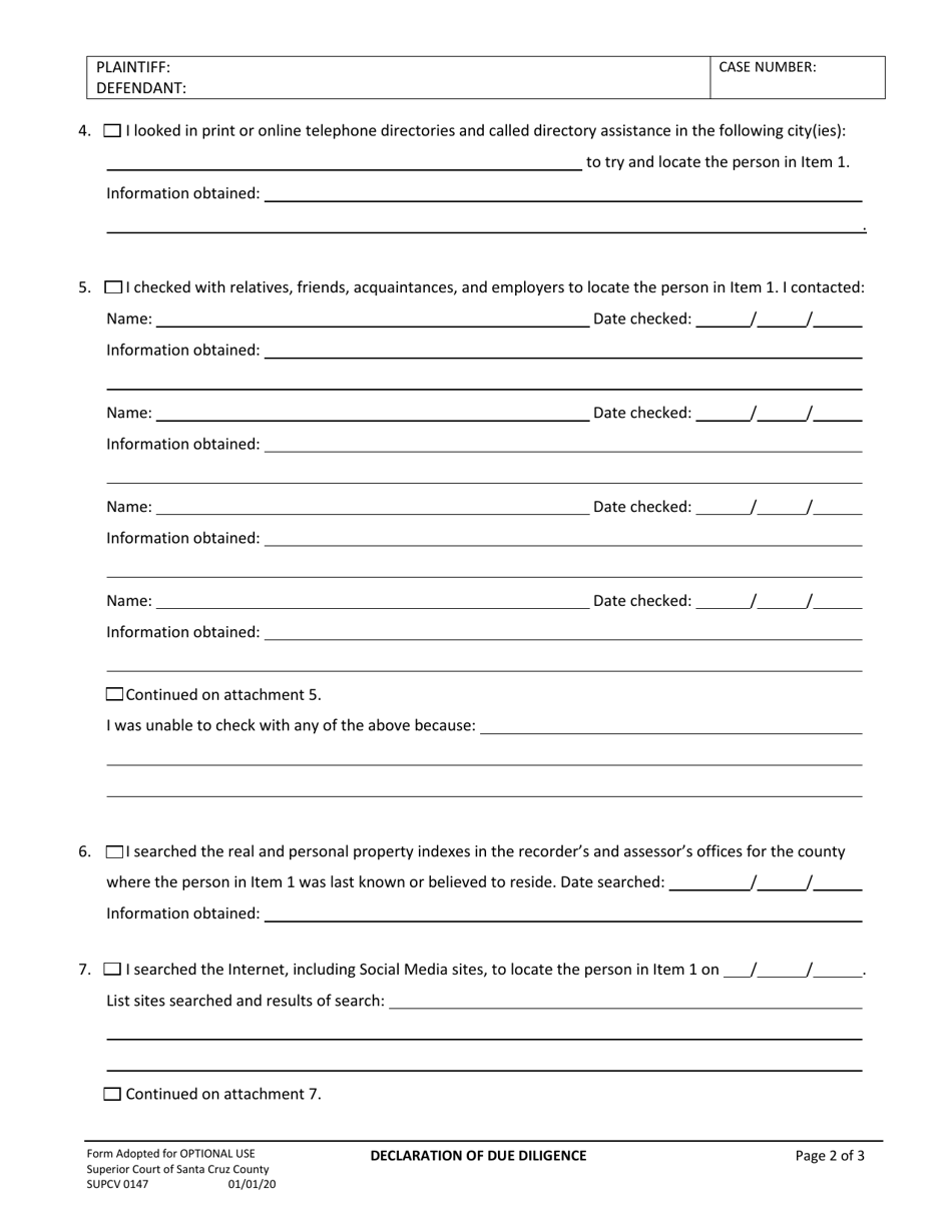 Form SUPCV-0147 - Fill Out, Sign Online and Download Fillable PDF ...