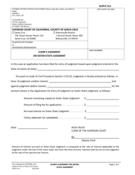 Document preview: Form SUPCV511 Clerk's Judgment on Sister-State Judgment - County of Santa Cruz, California