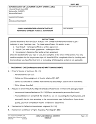 Form SUPFL400 Family Law Parentage Judgment Checklist Petition to Establish Parental Relationship - County of Santa Cruz, California