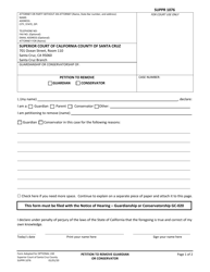 Document preview: Form SUPPR1076 Petition to Remove Guardian or Conservator - County of Santa Cruz, California