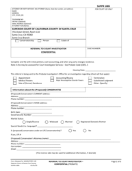 Document preview: Form SUPPR1085 Referral to Court Investigator - Confidential - County of Santa Cruz, California