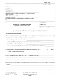 Document preview: Form SUPPR1095 Declaration of Diligent Search and Request to Dispense With Notice - County of Santa Cruz, California