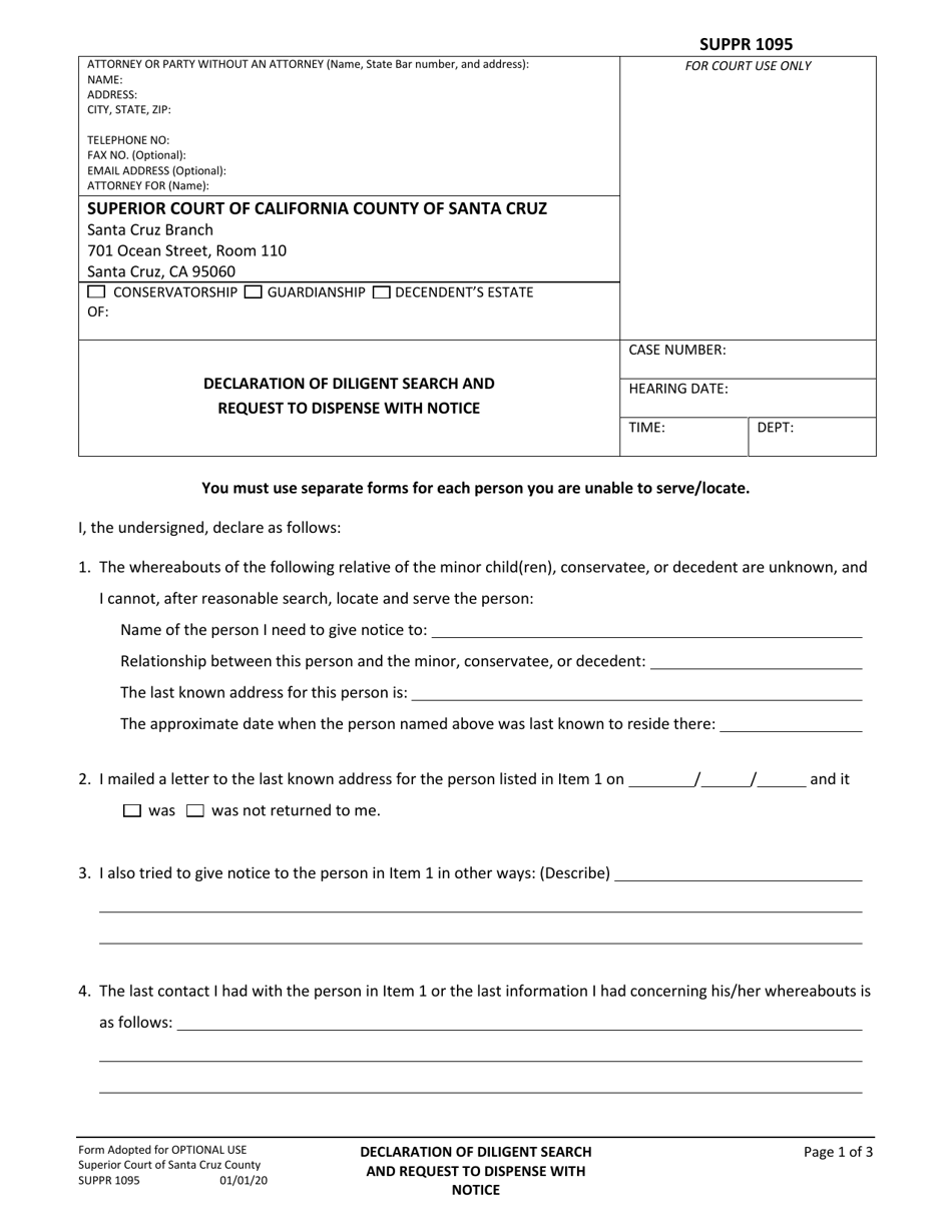 Form SUPPR1095 Fill Out, Sign Online and Download Fillable PDF