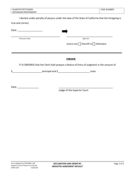Form SUPSC024 Declaration and Order Re: Mediated Agreement Default - County of Santa Cruz, California, Page 2