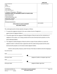 Form SUPSC025 Stipulation to Vacate Judgment and Order Thereon - County of Santa Cruz, California
