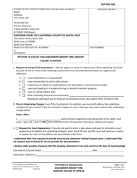 Document preview: Form SUPTMV061 Petition to Vacate Civil Assessment/Modify Fine Amount - Failure to Appear - County of Santa Cruz, California
