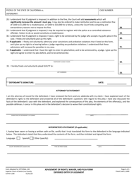 Form SUPCR1108 Advisement of Rights, Waiver and Plea Form - Deferred Entry of Judgment (Penal Code 1000 Et Seq.) - County of Santa Cruz, California, Page 4