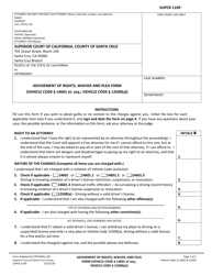 Form SUPCR1109 Advisement of Rights, Waiver and Plea Form - County of Santa Cruz, California