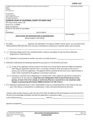 Form SUPCR1113 Application for Redesignation as Misdemeanor - County of Santa Cruz, California