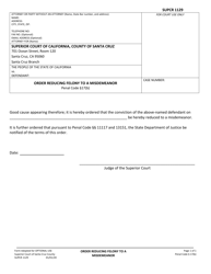 Document preview: Form SUPCR1129 Order Reducing Felony to a Misdemeanor - County of Santa Cruz, California