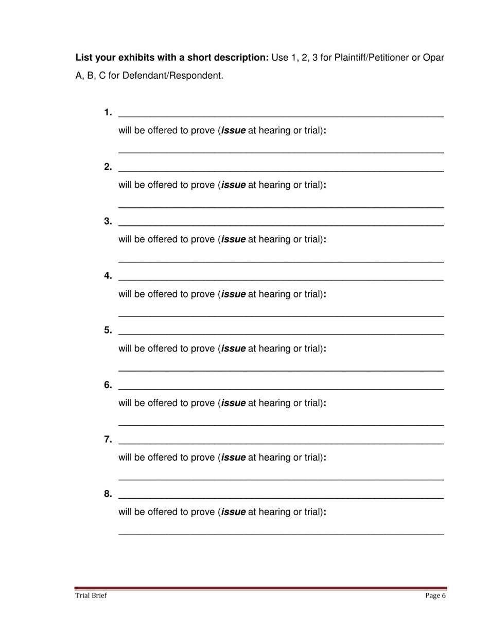 Form FL107 Trial Brief - County of San Joaquin, California, Page 6