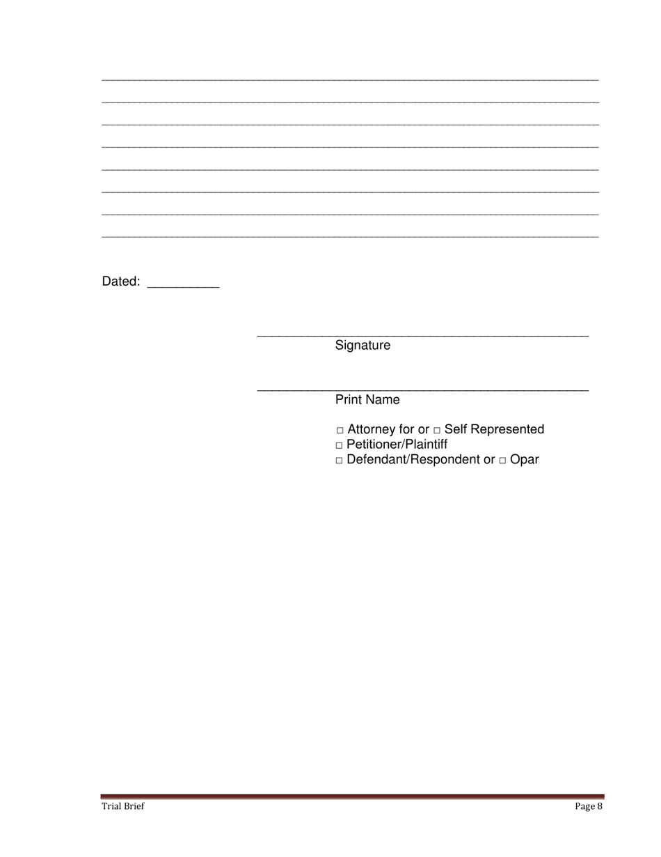 Form FL107 Trial Brief - County of San Joaquin, California, Page 8