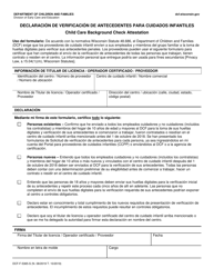 Document preview: Formulario DCF-F-5365-S Declaracion De Verificacion De Antecedentes Para Cuidados Infantiles - Wisconsin (Spanish)