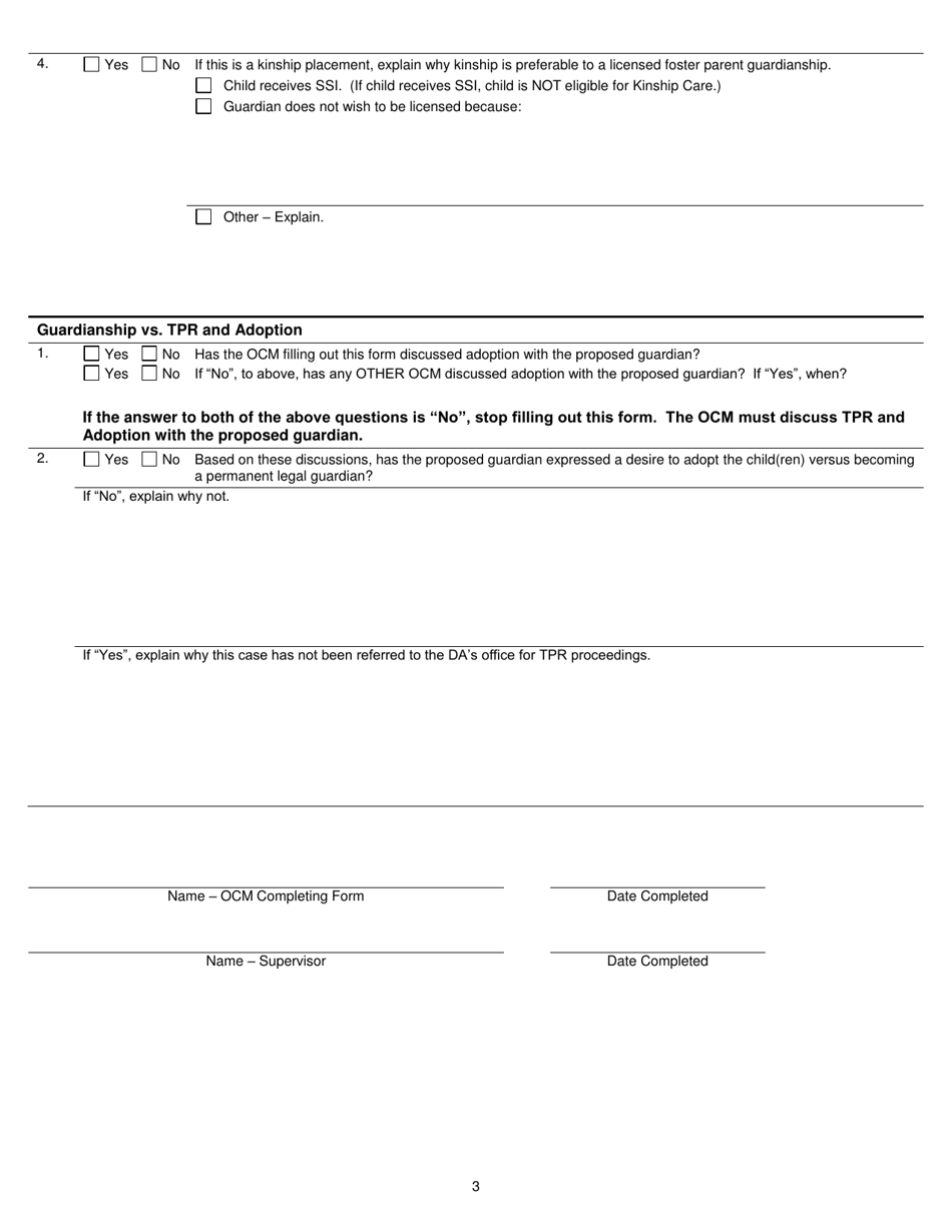 Form DCF-F-2695 Guardianship Screening - Wisconsin, Page 3