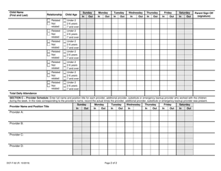 Form DCF-F-62 Daily Attendance Record - Certified Child Care - Wisconsin, Page 2