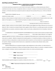 Document preview: Formulario DCF-F-CFS0137-S Garantia Para La Adopcion De Un Menor Extranjero - Wisconsin (Spanish)
