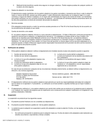 Formulario DCF-F-CFS0074-E-S Acuerdo De Asistencia Para La Adopcion - Wisconsin (Spanish), Page 2