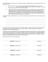 Form DCF-F-CFS0140 Adoptive Family Placement Agreement - Wisconsin, Page 2