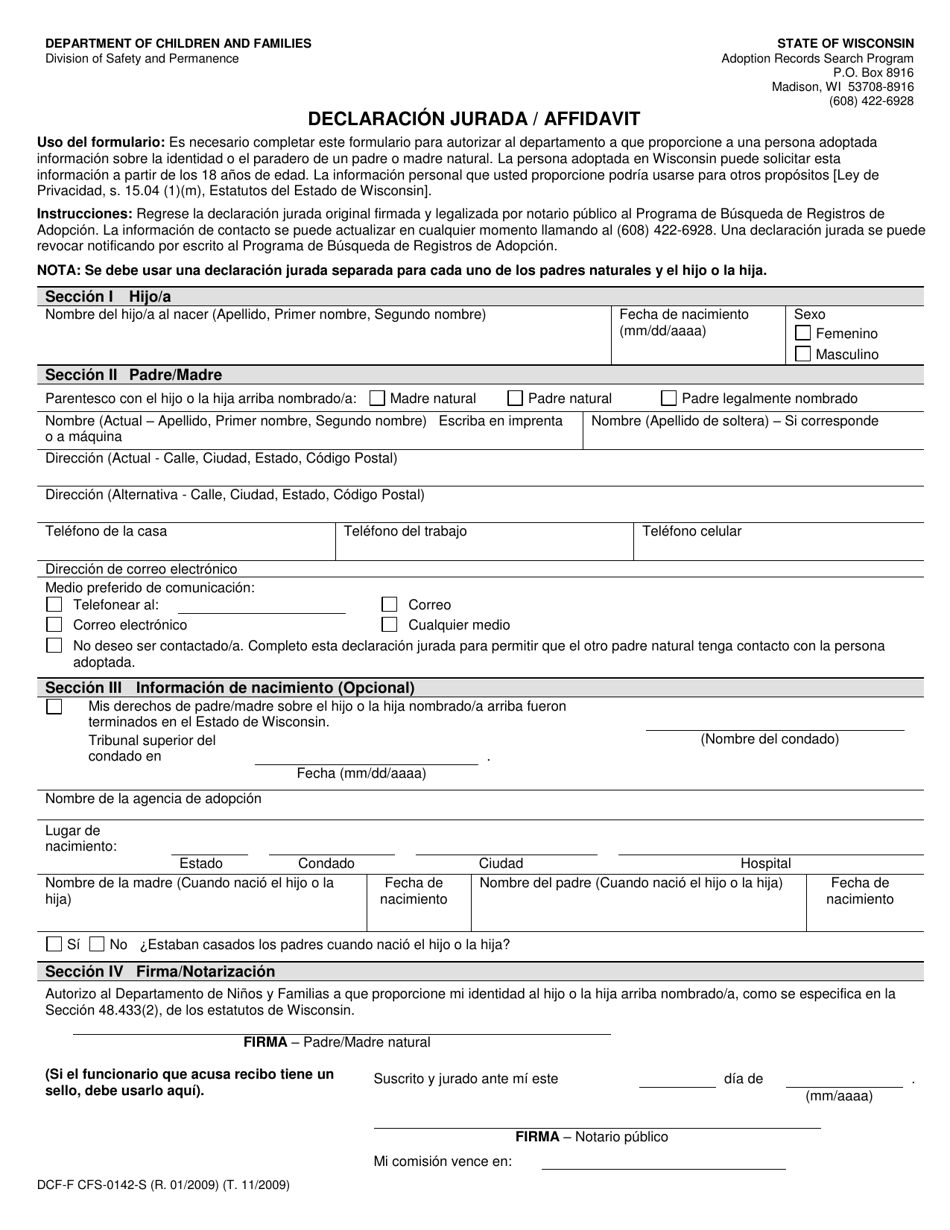 Formulario Dcf F Cfs0142 S Fill Out Sign Online And Download Printable Pdf Wisconsin 9334