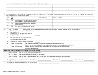 Form DCF-F-CFS0149A-E-H Family History Questionnaire Medical/Genetic - Pregnancy and Delivery Information - Wisconsin (Hmong), Page 4
