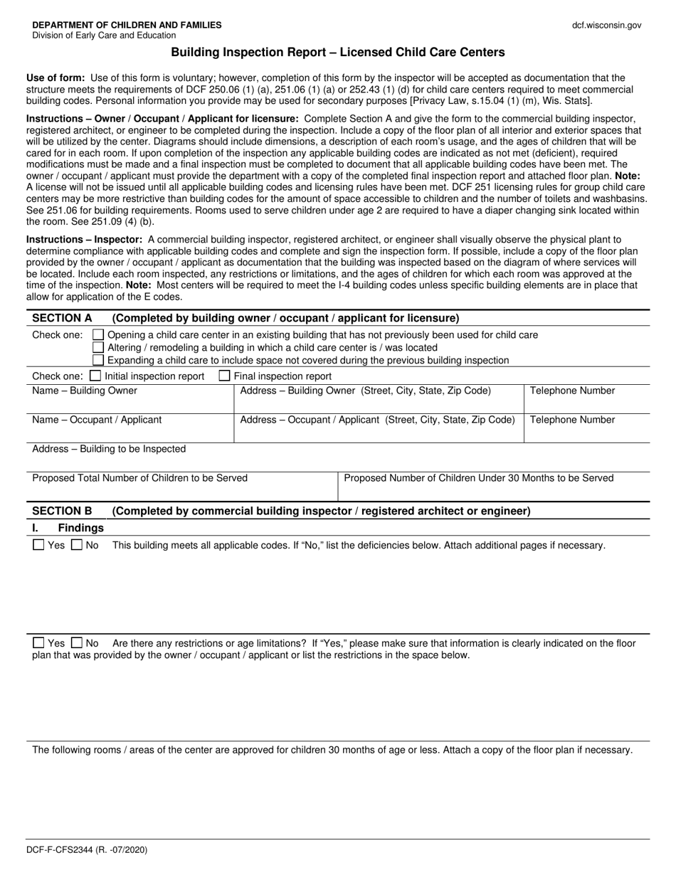 Form Dcf F Cfs2344 Fill Out Sign Online And Download Printable Pdf Wisconsin Templateroller 5206