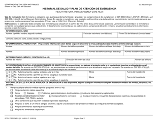 Document preview: Formulario DCF-F-CFS2345-S Historial De Salud Y Plan De Atencion De Emergencia - Wisconsin (Spanish)