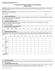 Document preview: Form DCF-F-CFS2384 Fire Safety and Emergency Response Documentation - Group Homes - Wisconsin