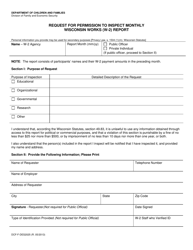 Document preview: Form DCF-F-DES2025 Request for Permission to Inspect Monthly Wisconsin Works (W-2) Report - Wisconsin