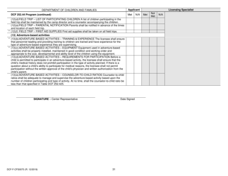 Form DCF-F-CFS0070 Initial Licensing Checklist - Day Camps - Dcf 252 - Wisconsin, Page 31