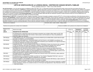 Document preview: Formulario DCF-F-CFS2241-S Lista De Verificacion De La Licencia Inicial: Centros De Cuidado Infantil Familiar - Wisconsin (Spanish)