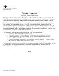 Document preview: Form DCF-F-DWSC11376 Request for Privacy Protection for Child Support Participants - Wisconsin